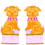 Chinoiserie Foo Dogs Tea Towel - Orange