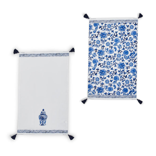 Chinoiserie Blue & White Tea Towel - 2 piece - Ginger Jar