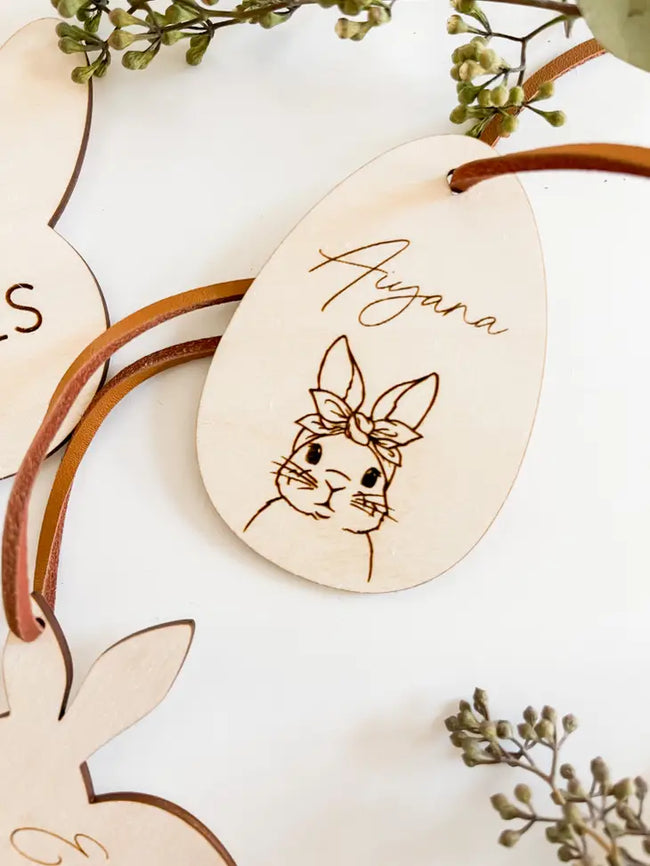 Custom Easter Tag - Girl Bunny - Script- Personalization: Choose Name & Lauren only!