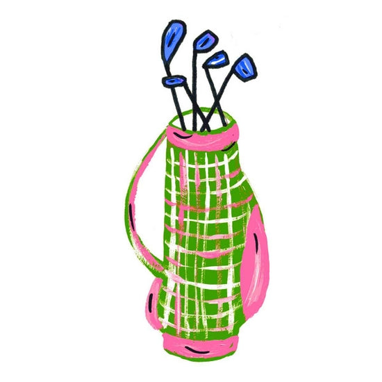 Golf Bag Tea Towel - PINK & GREEN