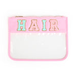 Varsity Letter Clear Zippered Pouch Bag - HAIR