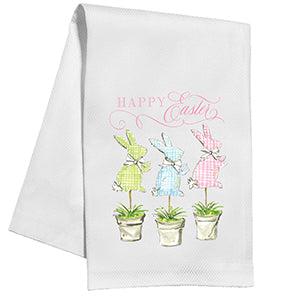 Happy Easter Topiary Bunnies Kitchen / Tea Towel