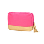 Cabana Cosmetic Bag - Hot Pink and Gold - Pistachios Monograms and Gifts