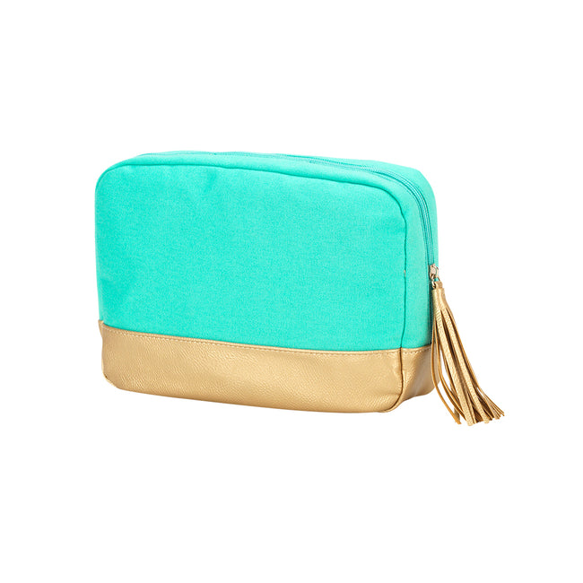 Cabana Cosmetic Bag - Mint and Gold - Pistachios Monograms and Gifts