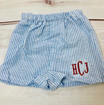 Seersucker Shorts - Baby blue - Pistachios Monograms and Gifts