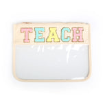 Varsity Letter Clear Zippered Pouch Bag - TEACH