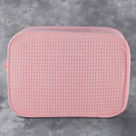 Waffle Weave Cosmetic Bag - Blush Pink - Pistachios Monogram Embroidery
