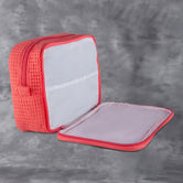 Waffle Weave Cosmetic Bag - Coral