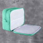 Waffle Weave Cosmetic Bag - Mint Green - Pistachios Monogram Embroidery