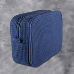 Waffle Weave Cosmetic Bag - Navy - Pistachios Monogram Embroidery
