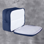 Waffle Weave Cosmetic Bag - Navy - Pistachios Monogram Embroidery