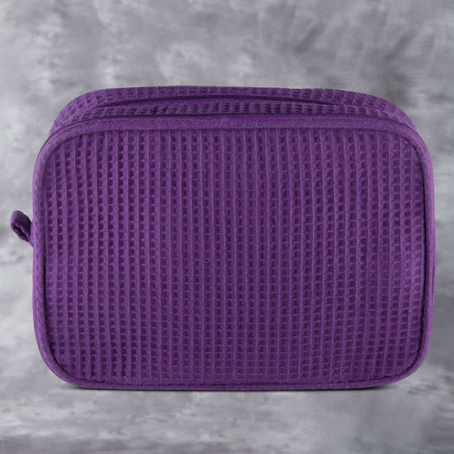 Waffle Weave Cosmetic Bag - Purple - Pistachios Monogram Embroidery