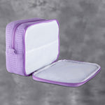 Waffle Weave Cosmetic Bag - Lavender - Pistachios Monogram Embroidery